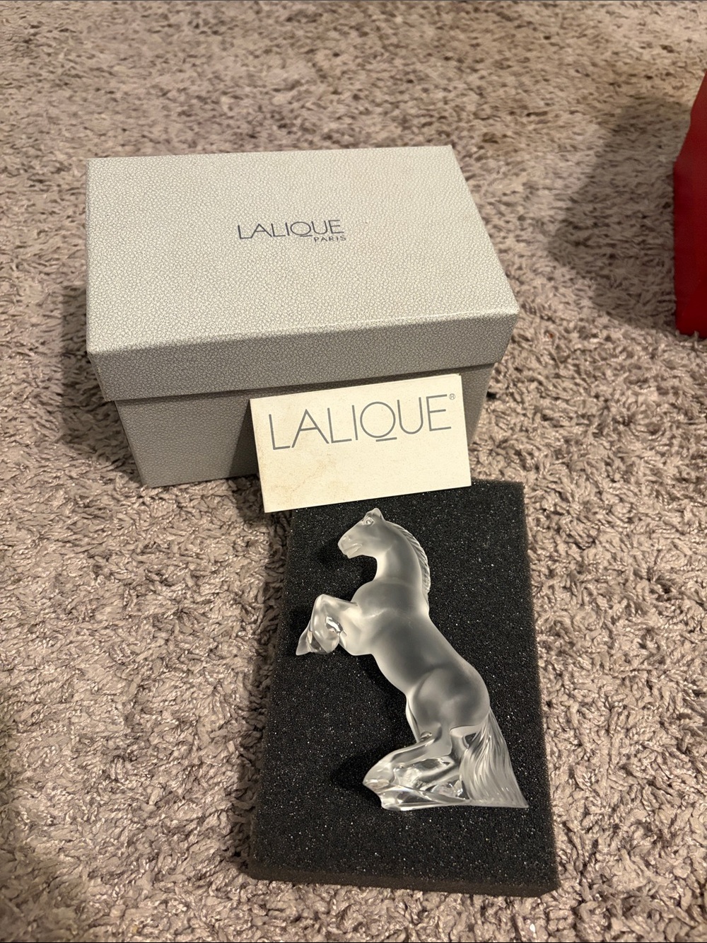 Lalique Frosted and Clear Crystal Rearing Horse Figurine